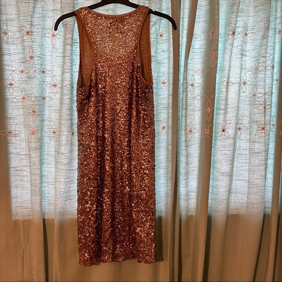 INC NWOT racerback tank dress gold sequins - Picture 4 of 5